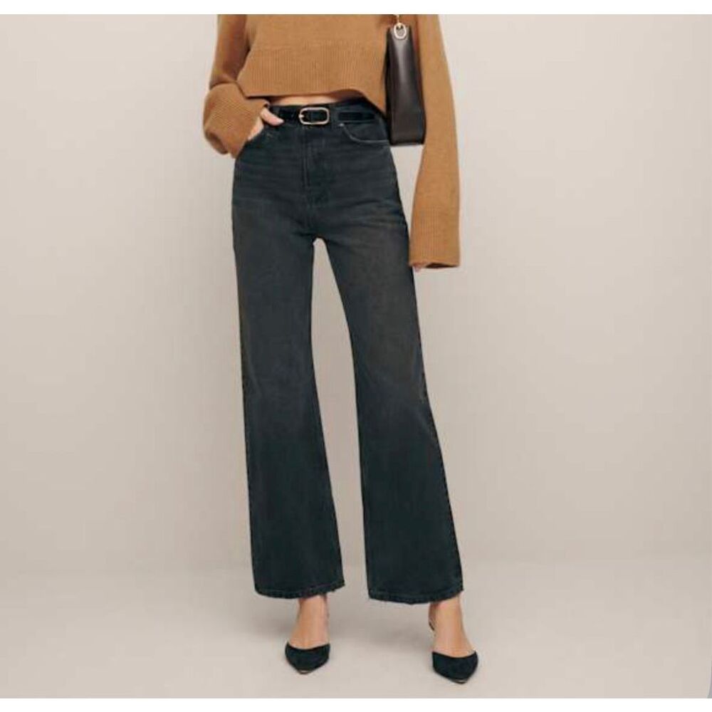 reformation wilder high rise wide leg cropped jeans size 26
